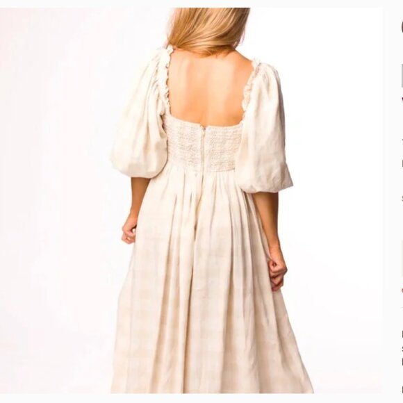 Nwt WORTH COLLECTIVE HARLOW MAXI Dress IN Natural Plaid Xl - Picture 4 of 14